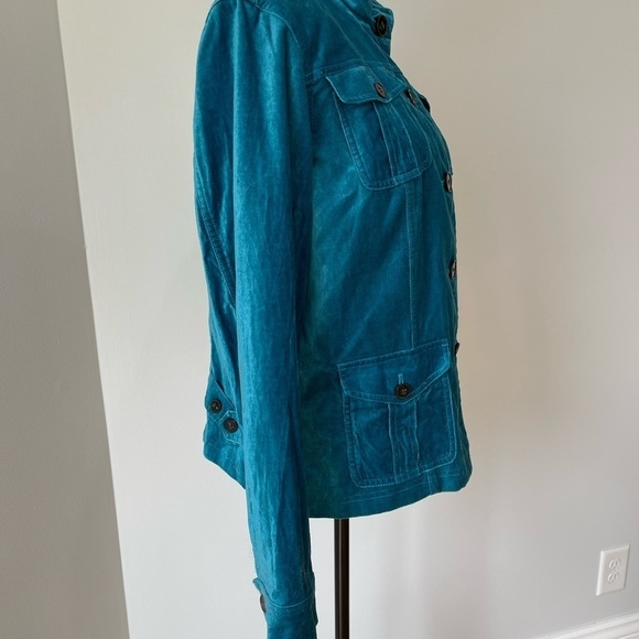 Covington extra large crush velvet teal blue peacock color jacket gorgeous - Picture 9 of 16